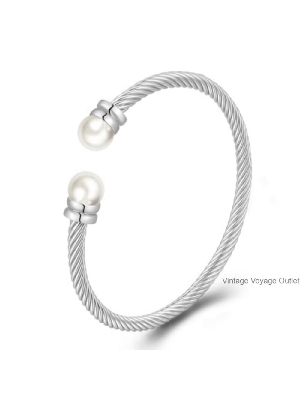18K Gold Plated Pearl Cuff Bracelet Adjustable Open Bangle